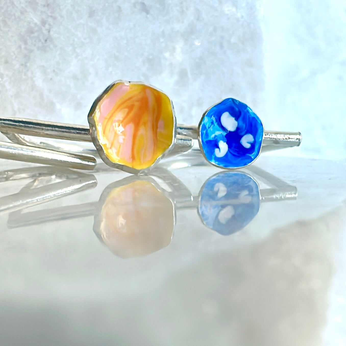 Anello Argento 925 Smaltato Colorato - Blumen Farbilia