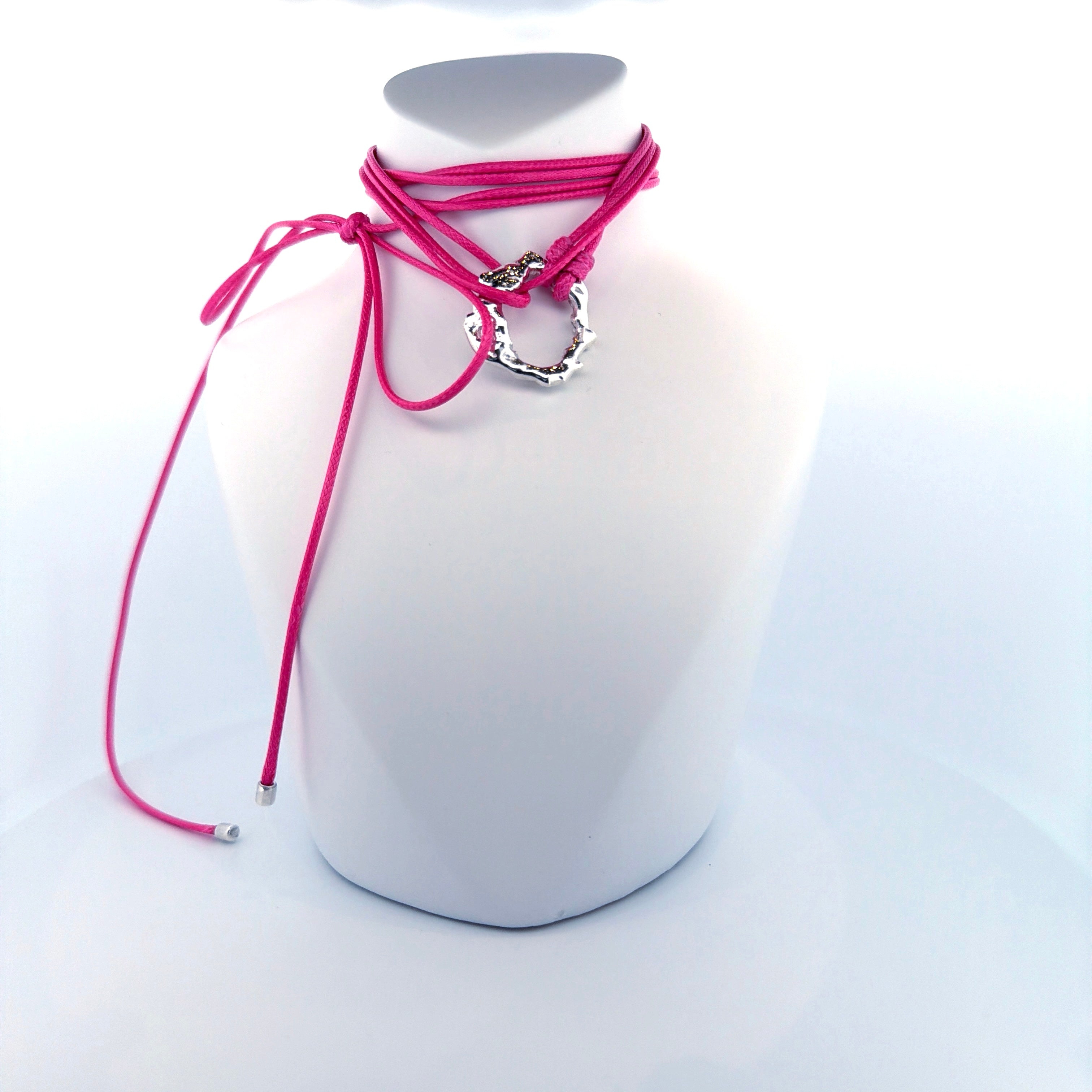 Collana Argento925 con Ciondolo Materico e Cordino Colorato | Gioiello Artigianale Farbilia