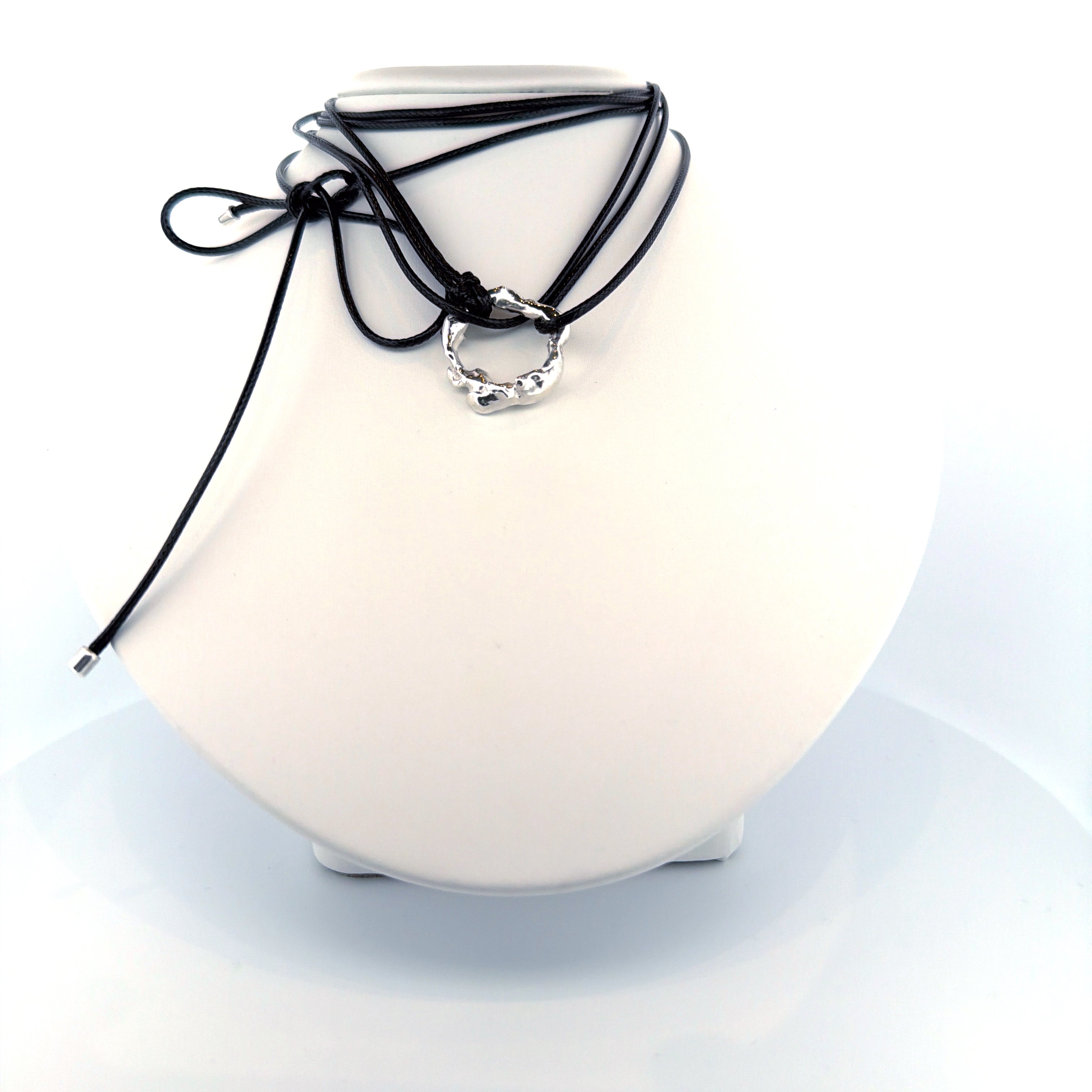 Collana Argento925 con Ciondolo Materico e Cordino Colorato | Gioiello Artigianale Farbilia