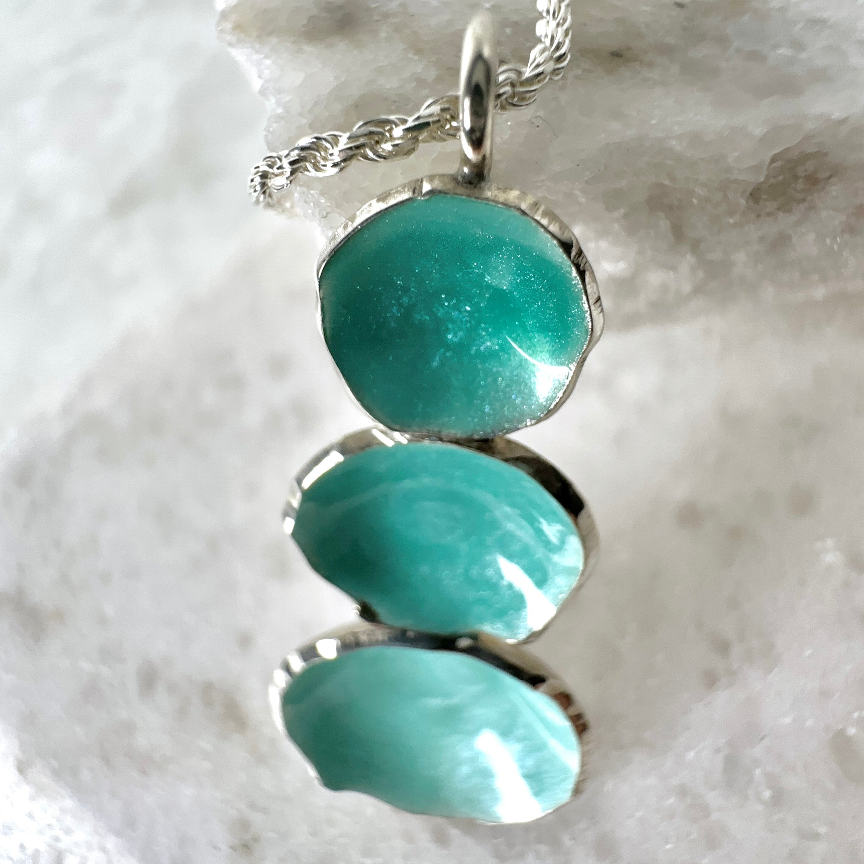 Collana in argento 925 con cascata di coppette smaltate