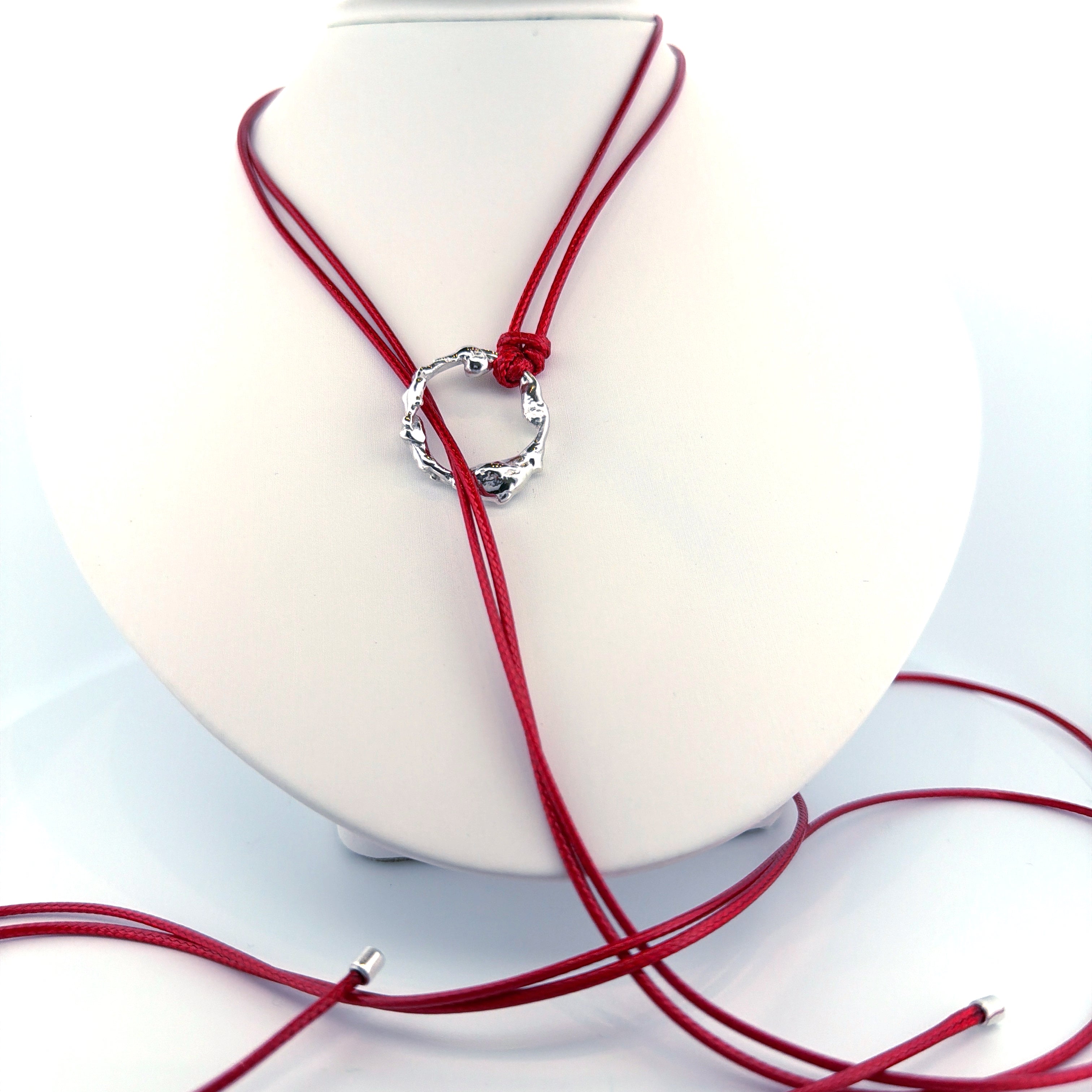 Collana Argento925 con Ciondolo Materico e Cordino Colorato | Gioiello Artigianale Farbilia